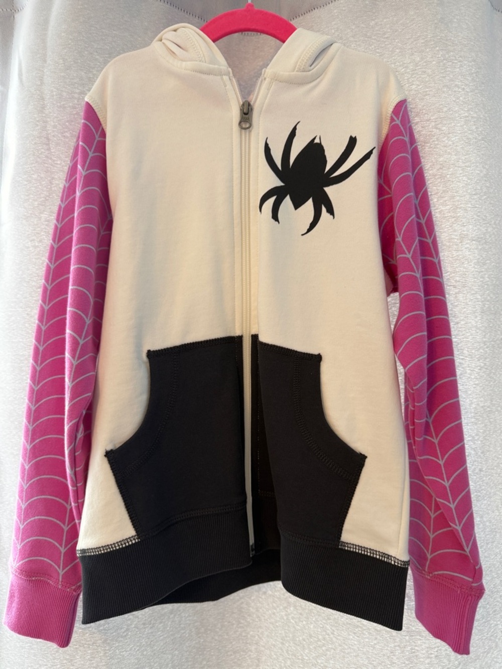 Hanna Andersson Spider-Man Graphic Zip Hoodie - Pink, Black, & White